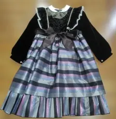 子供用ドレス105cm　 黒と紫のストライプ