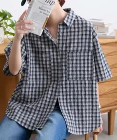 チェック柄 半袖シャツ ブラウスのサムネイル