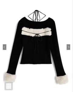 GRL ファーホルターネックリボンニットトップス［ru1387］