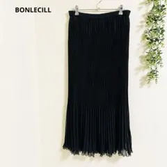 ボンルシール　プリーツスカート　M ロング　黒　上品 着回し 美シルエットのサムネイル