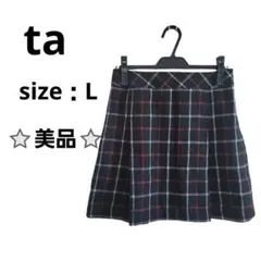 ⭐美品⭐ta　ミニスカート　アクリル　ウール　L　チェック　ブラック