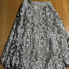 Rirandture紫花柄レース フレアスカート