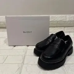 【Re:EDIT】　厚底ローファー ブラック 黒 23.5cm スタッズ装飾のサムネイル