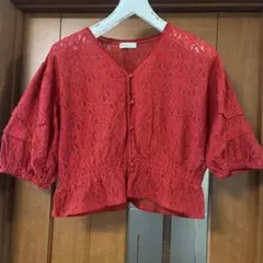 earth music&ecology レースブラウス レッドのサムネイル