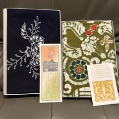 新品未使用　紺色風呂敷92cm四方・花柄風呂敷 緑89cm四方 2枚