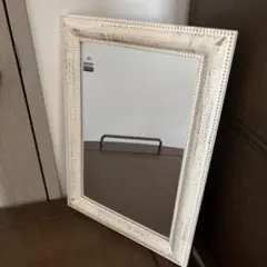 【新品】アンティーク　ビンテージ　シャビー　ホワイト　壁掛けミラー