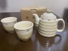 【新品】陶器製 急須 湯呑みセット 和食器 茶器 オフホワイト