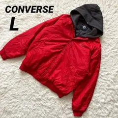 【コンバース】フード付きレッドナイロンジャケット 美品 ジャンパー 赤 中綿