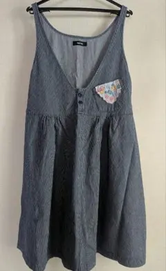 Ne-net ハンカチーフ ヒッコリージャンパースカート ブルー Mサイズ