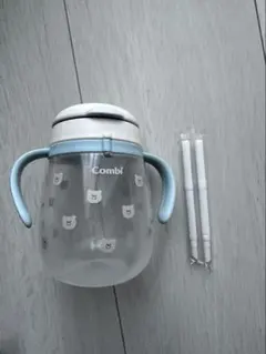 Combi ラクマグ 漏れないストロー340ml 水色 くまのサムネイル