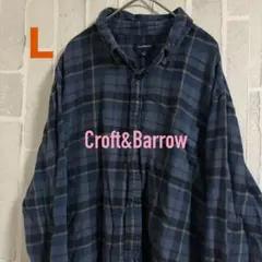 古着 Croft&Barrow ネルシャツ Lサイズ ネイビー