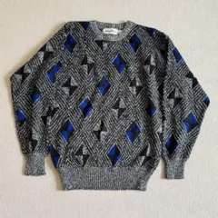 80s ヴィンテージ　ニット　セーター　総柄　幾何学模様 入手困難　美品　M