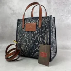 ほぼ未使用 ETRO フローラルジャガード 2way ミニ デニムハンドバッグ