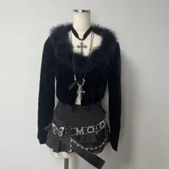 海外ガール y2k ゴシック 退廃的 NANA リアルファー ベロア ボレロ