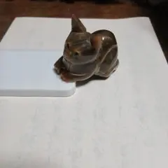 猫の置物 天然石 タイガーアイ