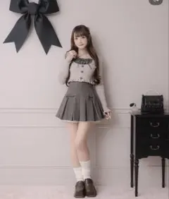 pium ヨーク切替ハートボタンニットセットアップ - メルカリ
