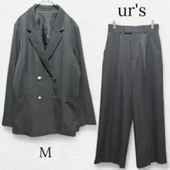 1376【ur's】スーツパンツセットアップ ダブルテーラードジャケット グレー