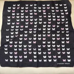 Hanae Mori ハンカチ 黒 蝶々柄