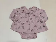 GAP 花柄フリル付きピンクロンパース　60サイズ
