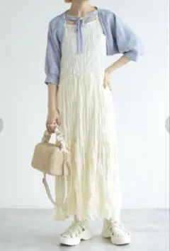 w closet しわ加工キャミワンピース　アイボリー
