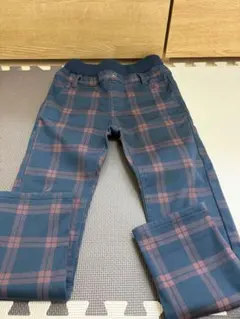 ネイビー チェック柄 長ズボン 130サイズ