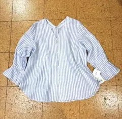 極美品】23区 洗える リネン100 LIBECO ボーダー 長袖 シャツ - メルカリ