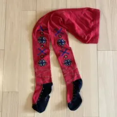 赤い幾何学模様のキッズタイツ110-120cm