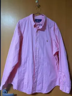 ピンク 長袖シャツ ポロスタイル