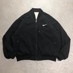 90s NIKE リバーシブル ボンバージャケット L 黒 白 中綿キルティング