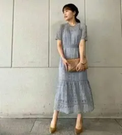 美品 ラグナムーン LADYレース切替マーメイドワンピース パーティー 定2.2