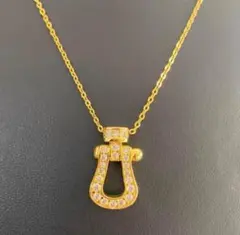 【特別価格】ホースシューネックレス ゴールド アクセサリー馬蹄 ストーン