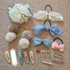 ヘアアクセサリー　マットカラー　ヘアピン　ヘアゴム　シュシュ　リボン　ピンク