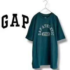 【ギャップ】Tシャツ　カットソー　クルーネック　英字ロゴ　オーバーサイズ　綿　緑のサムネイル