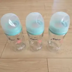 Pigeon 母乳実感 哺乳瓶(耐熱ガラス製)Bear 240ml 3本セット