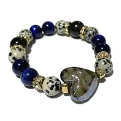 SALE天然石ブレスレット☆ダルメシアンジャスパー☆オブシディアン☆ラピスラズリ