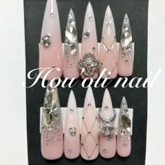 ネイルチップ ギャルネイル 鬼ロング ベイビーブーマ ワンホン 韓国 ビジュー