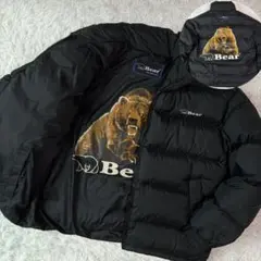 ✨超肉厚✨bear ダウンジャケット リバーシブル バックプリント 極暖 黒