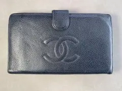 CHANEL 黒 レザー 長財布