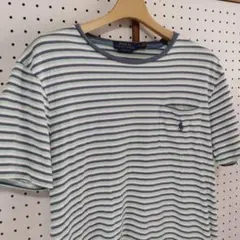 ラルフローレン　刺繍ロゴ　ワンポイント　ボーダー　ポケットTシャツ　古着　M