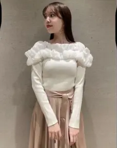 SNIDEL フリルオフショルダー長袖ニット