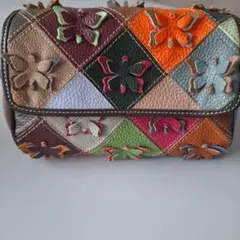 パッチワークレザーバッグ 蝶モチーフ