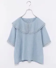 グローバルワークGLOBAL WORK 襟付き　フリル　水色　150