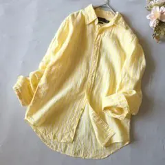 【美品 】ポロラルフローレン 麻100% ストライプシャツ 白ポニー 現行タグ