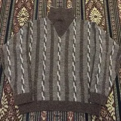 90s DAMART フランス製 デザインニット ハーフジップ風 ユーロ古着