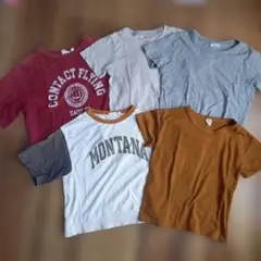 5枚まとめ売り　110cm Tシャツセット（赤・オレンジ・グレー）