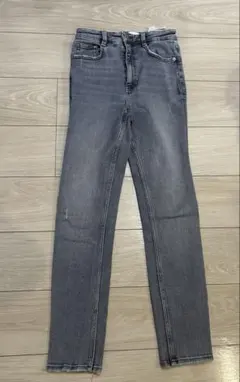 ZARA ミッドライズ　デニムパンツ　グレー　34