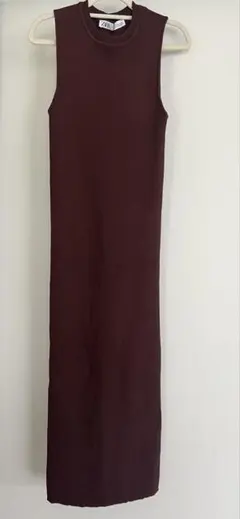 バーガンディ ロングワンピース