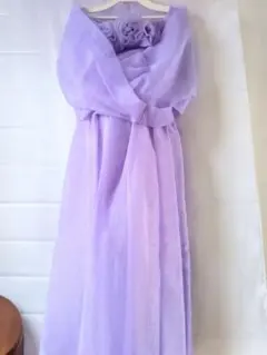 ラベンダーロングドレス ノースリーブ　披露宴　発表会　お呼ばれ