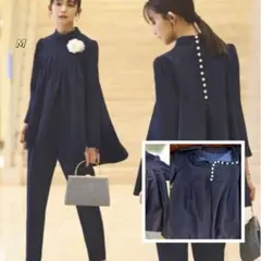 ネイビー パンツセット アップ セレモニースーツセット ママ入園式入学式スーツ