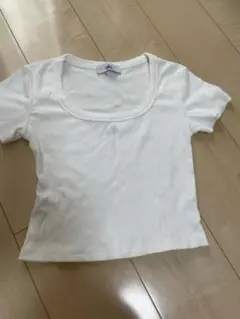 alo Yoga　半袖　トップス リブ編み ホワイト スクエアネック Tシャツ